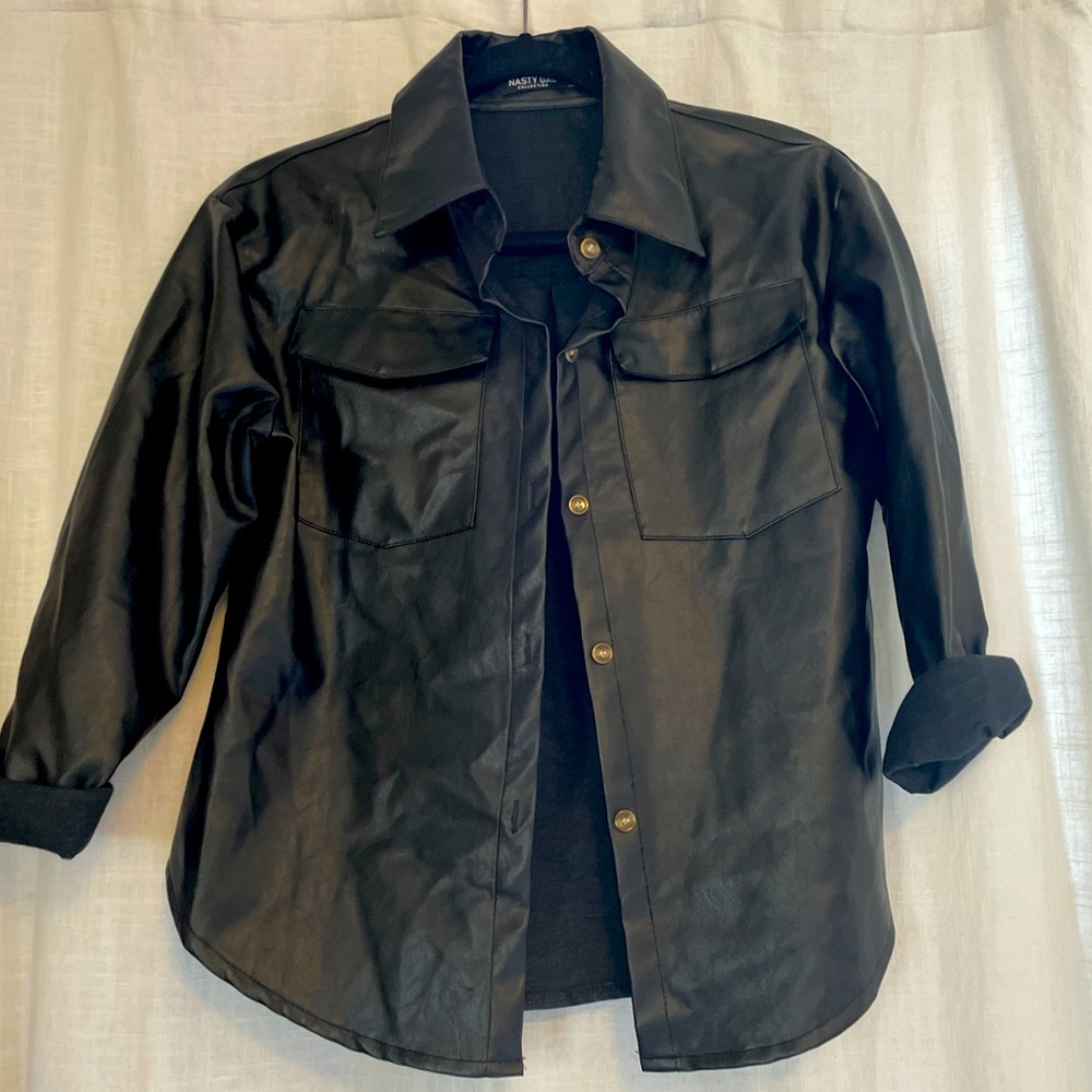 NWOT Nasty Gal Faux Leather blouse